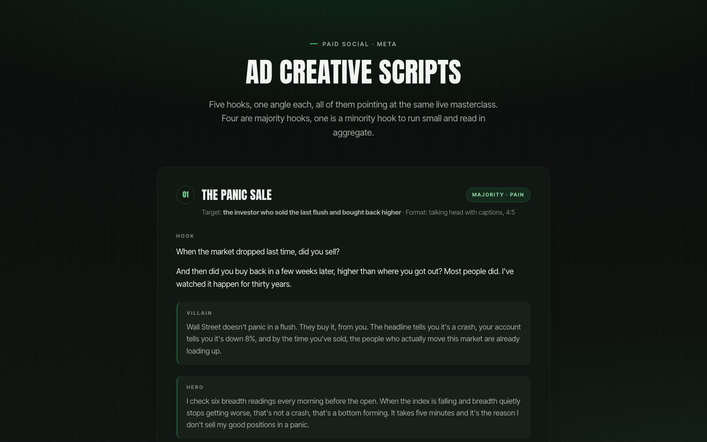 Ad creative scripts preview