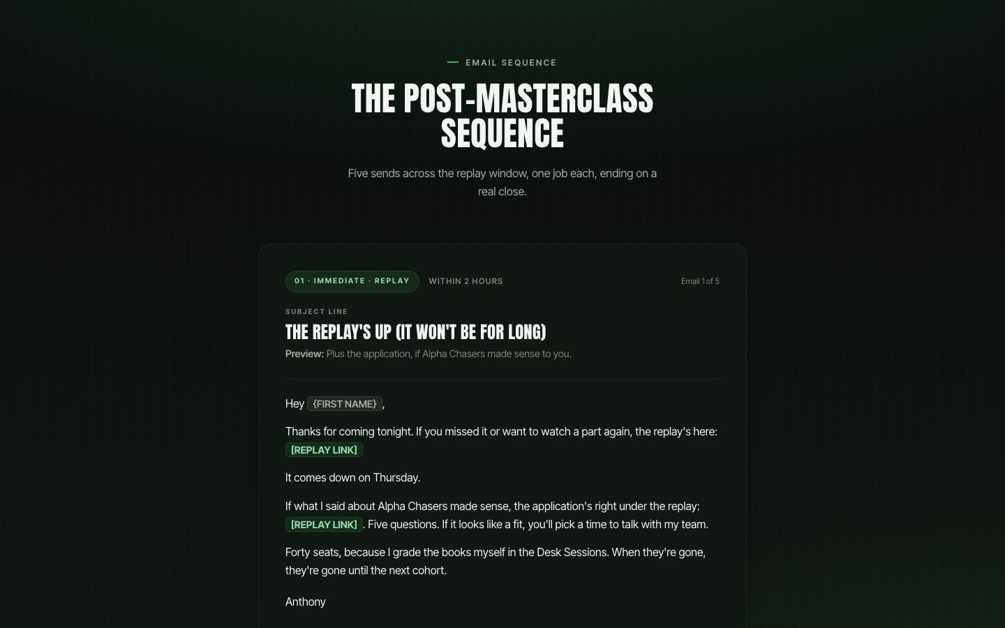 Post-masterclass sequence preview
