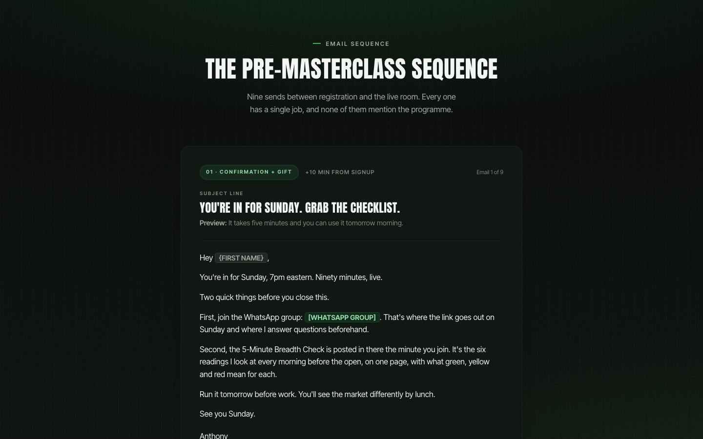 Pre-masterclass sequence preview